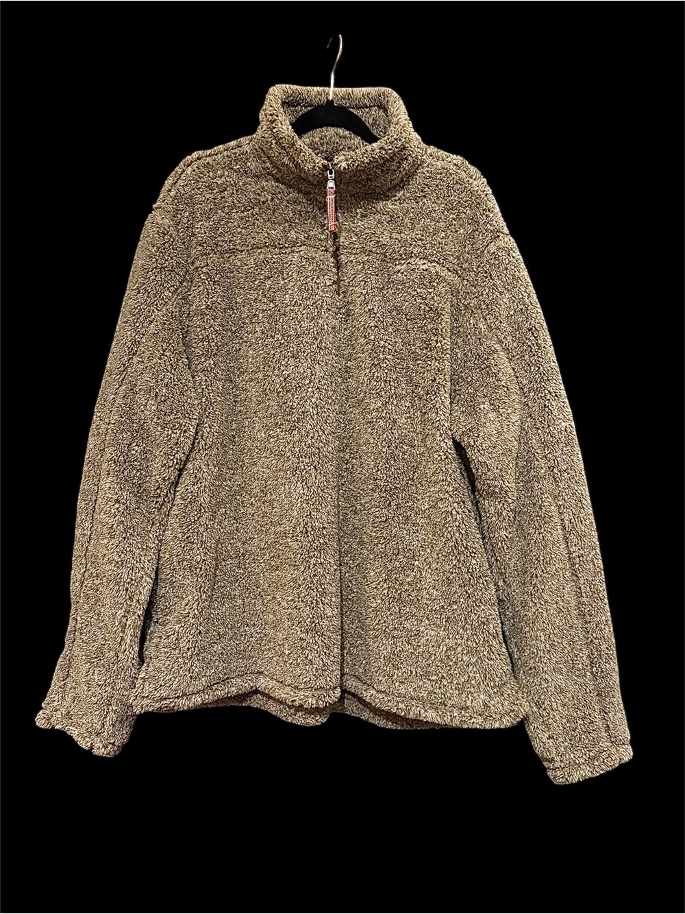 Alpine Sherpa Women's Teddy Quarter Zip-Up Pullover in Taupe Size 2XL